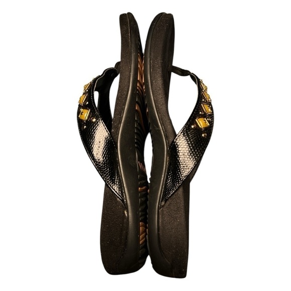 VIONIC Orthaheel Floriana Croco Black Jeweled Beaded Orthotic Flip Flops Size 7 - Picture 9 of 15